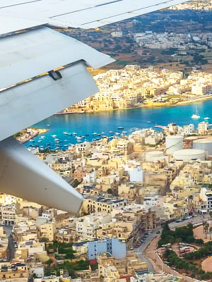 Näkymä lentokoneesta Maltalle
